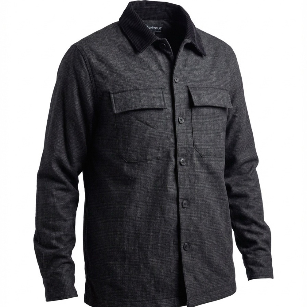 Barbour Dark Charcoal Wool-Blend Overshirt Jacket